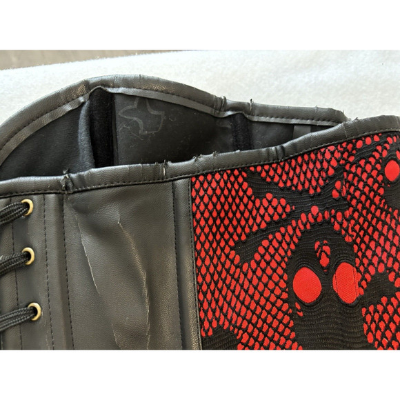 Charmian Skull Bones Red‎ Black Corset Gothic Steampunk Valentine Costume 5XL - Picture 15 of 16